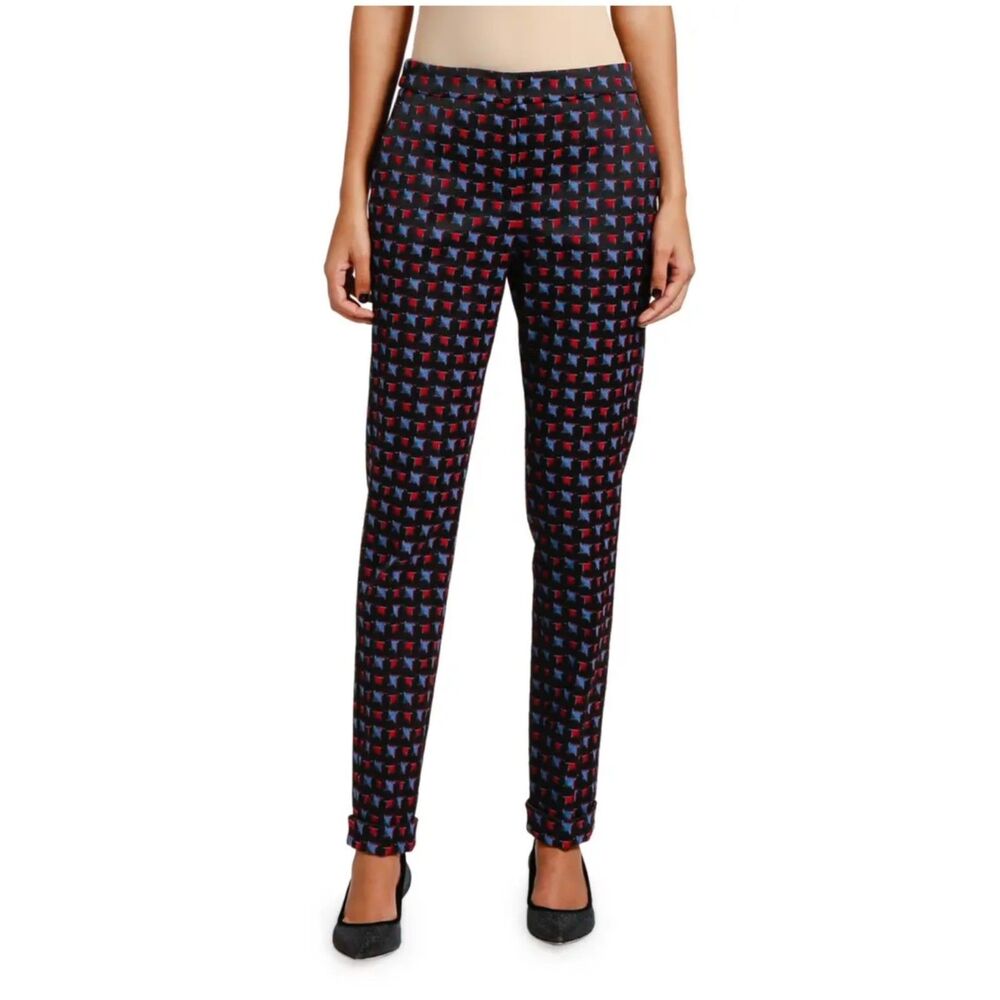 GIORGIO ARMANI Geometric Jacquard Tapered-Leg Pants, Sz 14